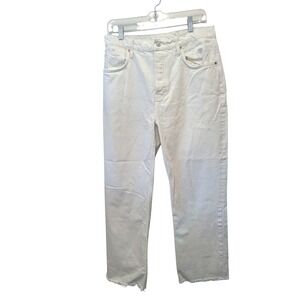 Reformation Rowe Mid Rise Relaxed Straight Jeans Off White Size 30